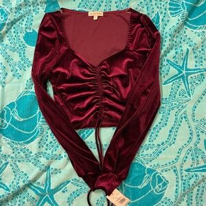 Burgundy velvet top NWT